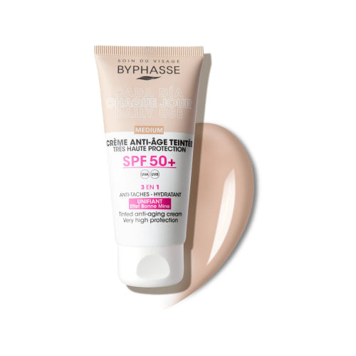 Crema facial antiedad con color SPF 50+ - Byphasse
