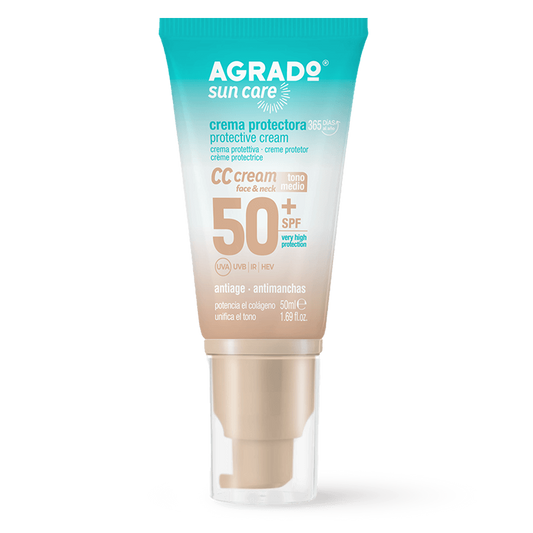 Crema facial  SPF50+ con color Tono Medio - Agrado
