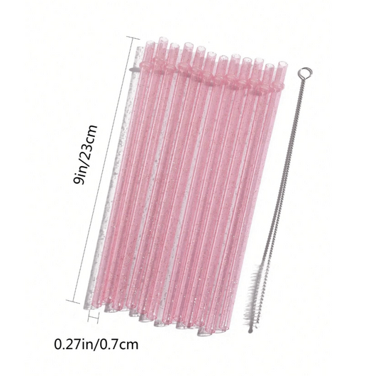 Pack 12 pajitas y limpiador de pajitas (para tazas pequeñas)
