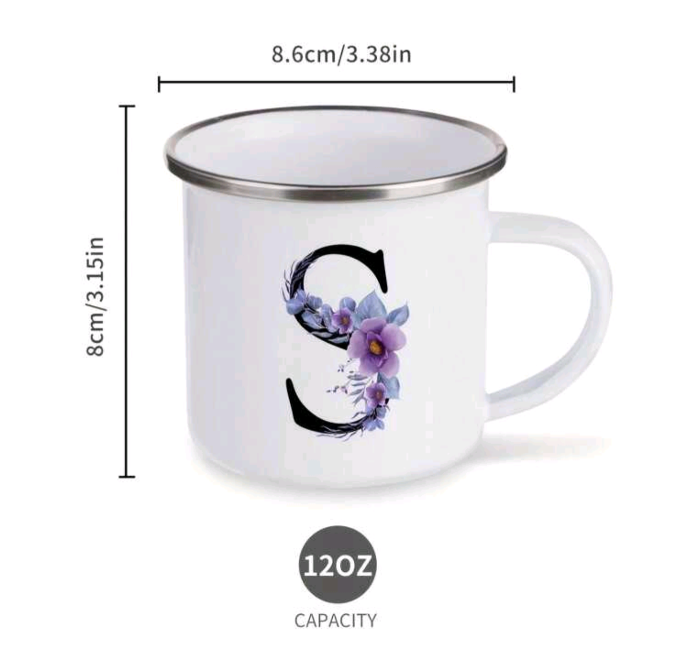 Taza esmaltada con inicial