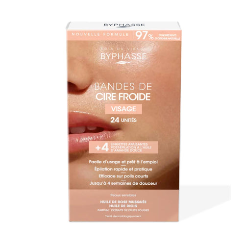 Bandas depilatorias cera fría - Rostro y zonas delicadas - Byphasse