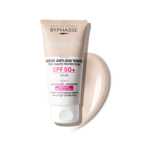 Crema facial antiedad con color SPF 50+ - Byphasse
